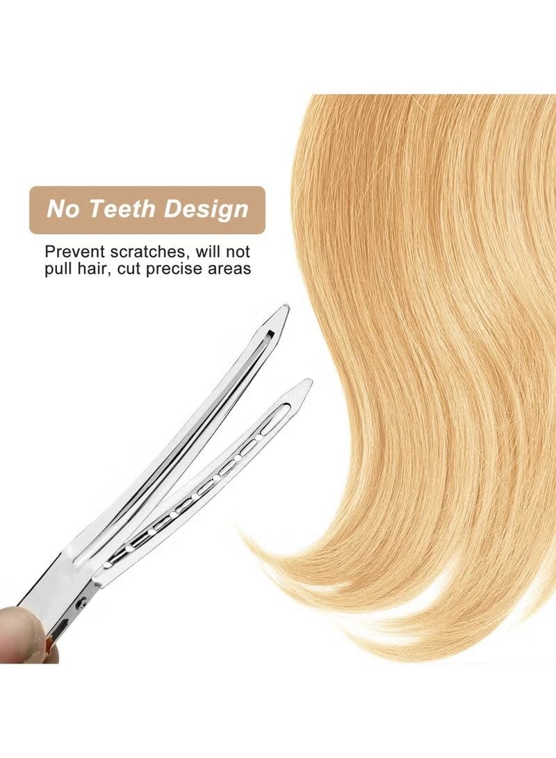 مشابك شعر لتصفيف الشعر 24 قطعة، مشابك معدنية على شكل منقار البط للنساء، مشبك شعر التمساح للشعر الكثيف الطويل المجعد، مشابك أسطوانية، مشابك تجعيد دبوس، مشابك صالون (فضية) - Image 3